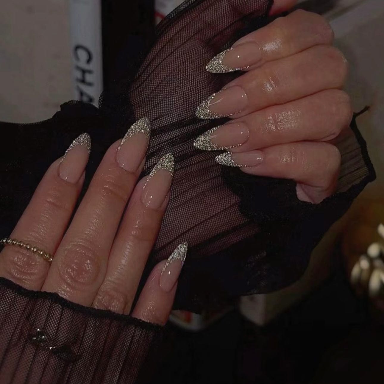 french ombre glitter nails