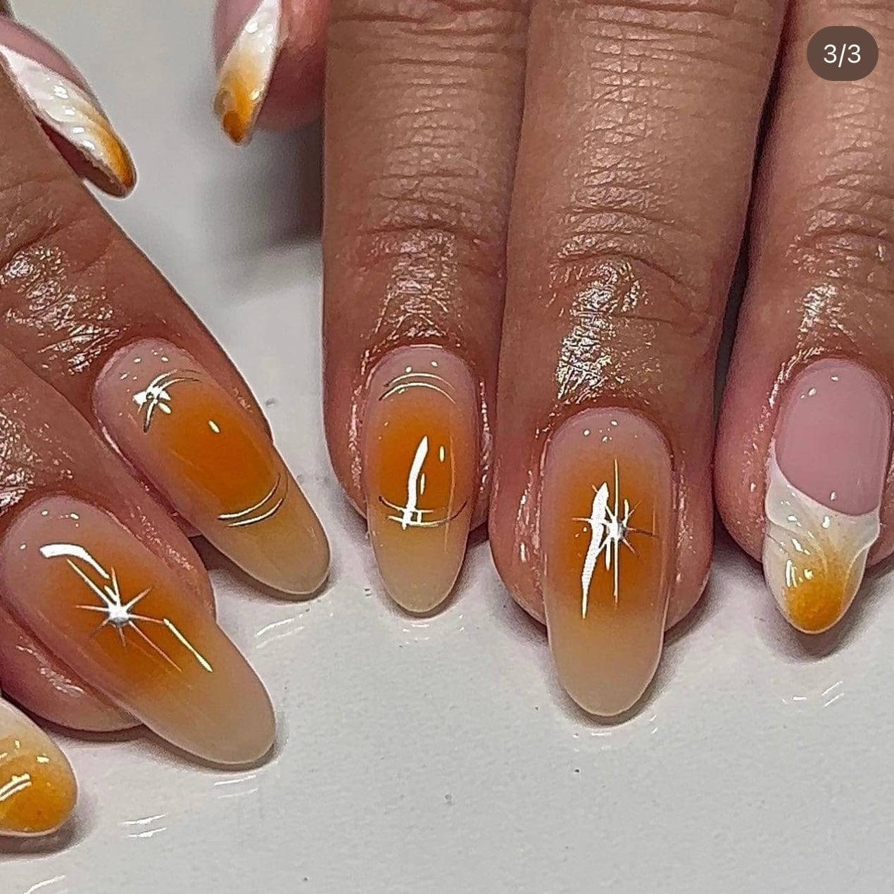 nail art on orange nails