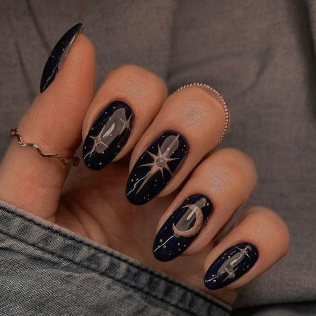 Black Shimmer Halloween Nail