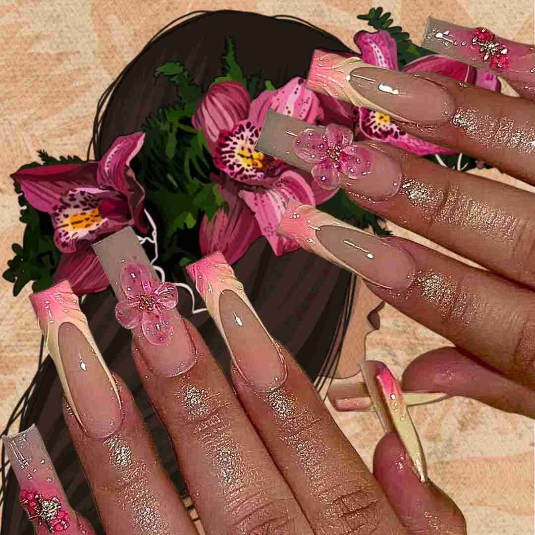 Why Everyone’s Obsessed with French Tip Nails and 3D Flower Designs Right Now! 😱💖