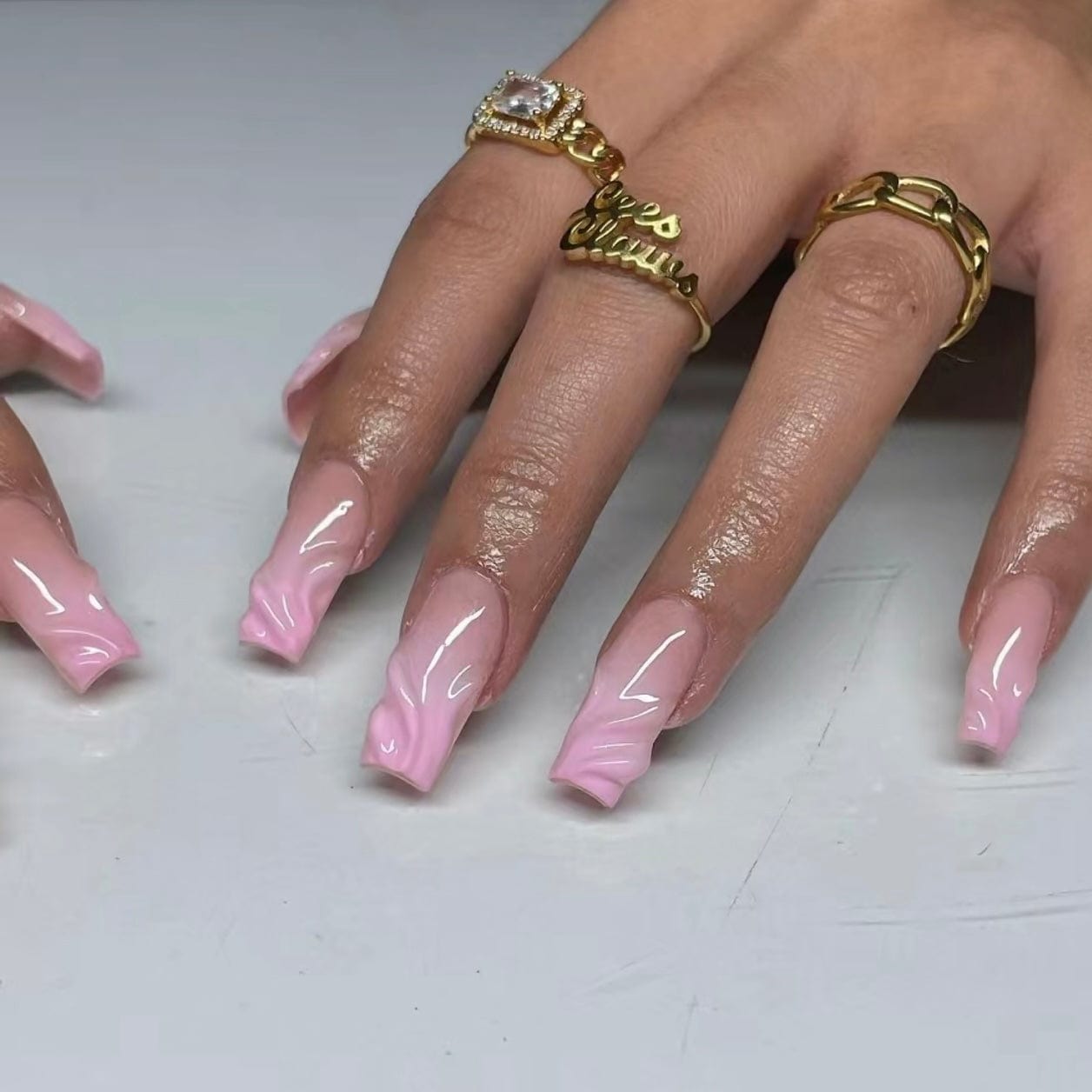 Indulge in the captivating allure of our exquisite 3D nail with light pink ombre nails