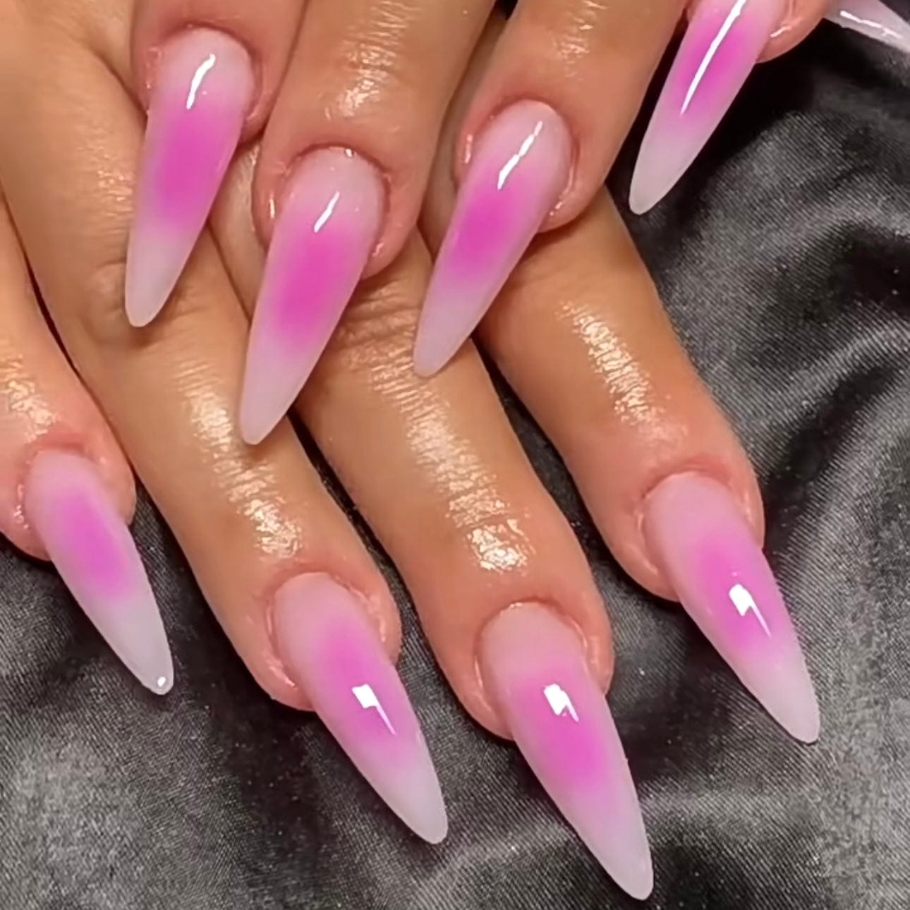 pink to white ombre nails