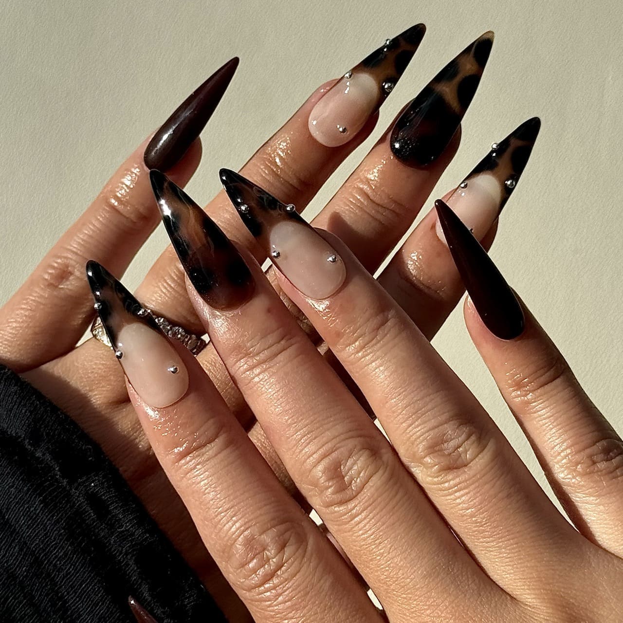 Brown october nail designs with tortoise shell nail design