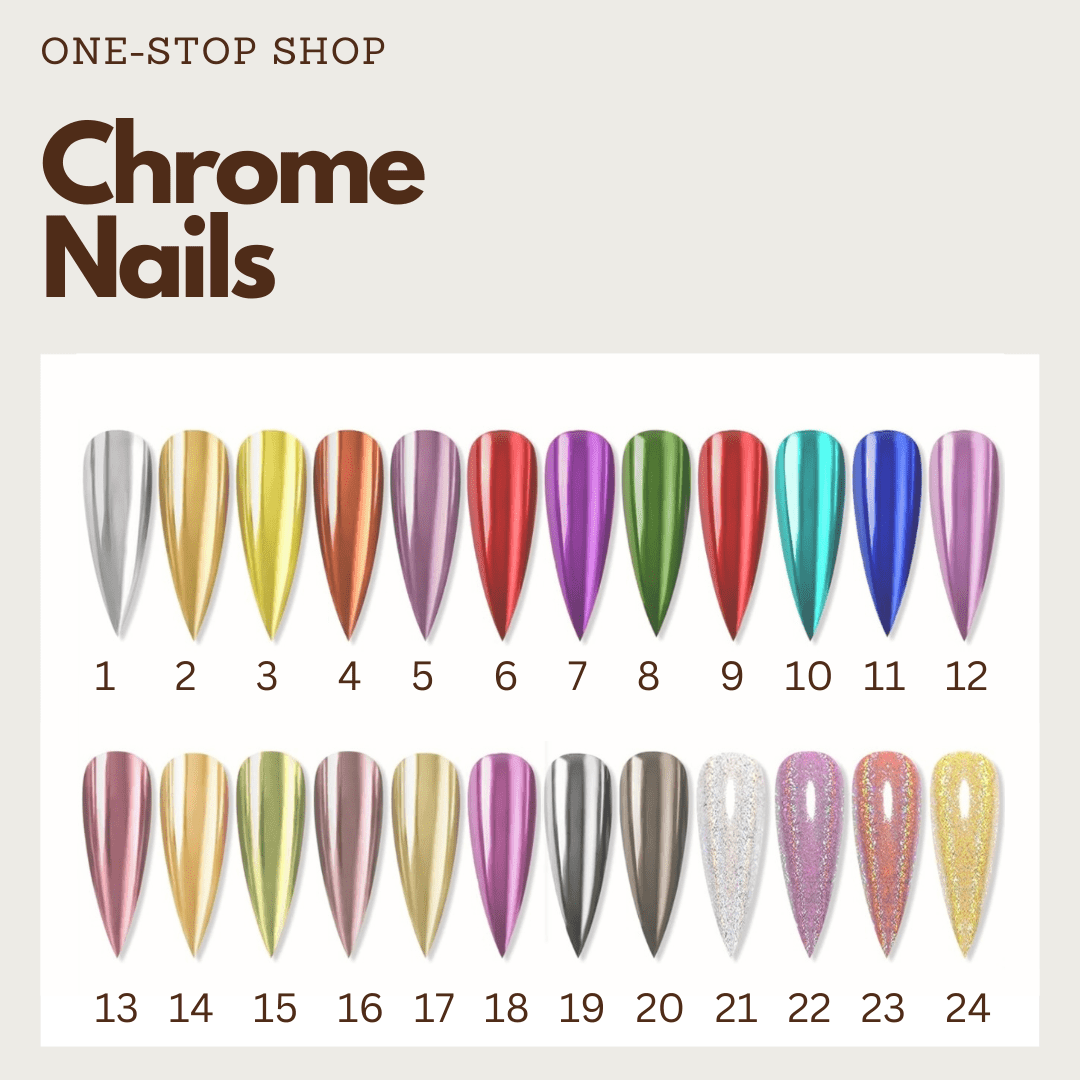 Multiple Color Chrome French Nail